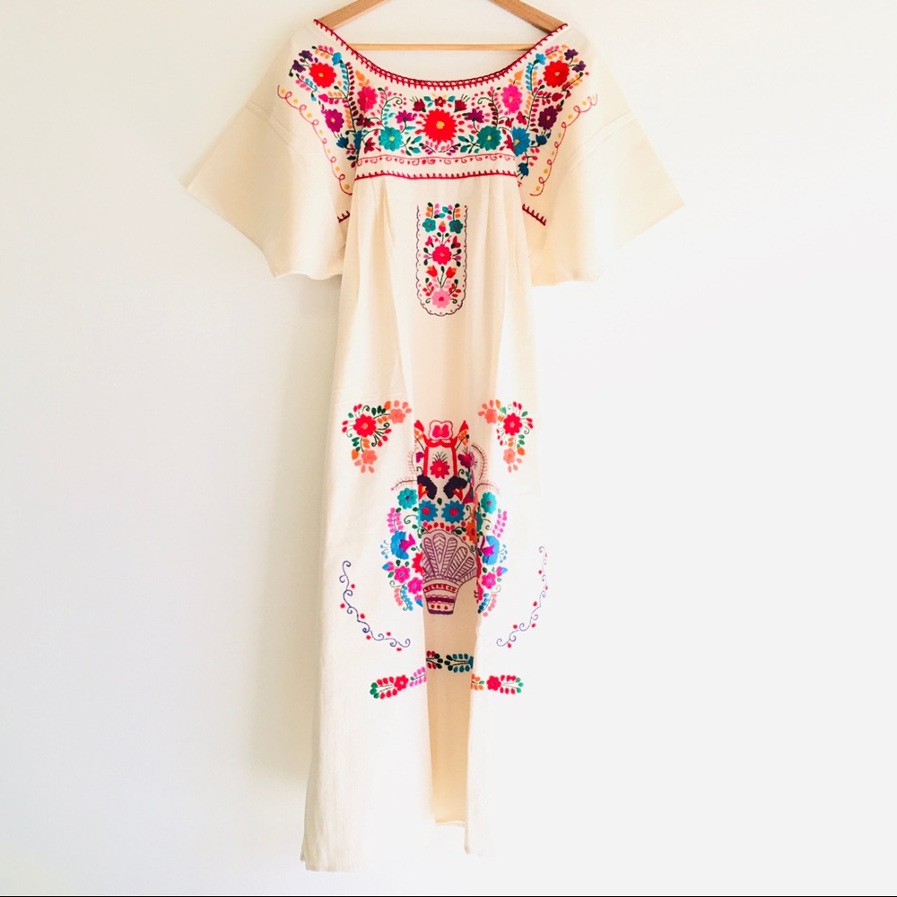 Embroidered Mexican Dress Boho Maxi